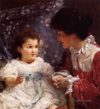  Tadema Art - Mrs George Lewis and Her Daughter Elizabeth Romantic Sir Lawrence Alma Tadema